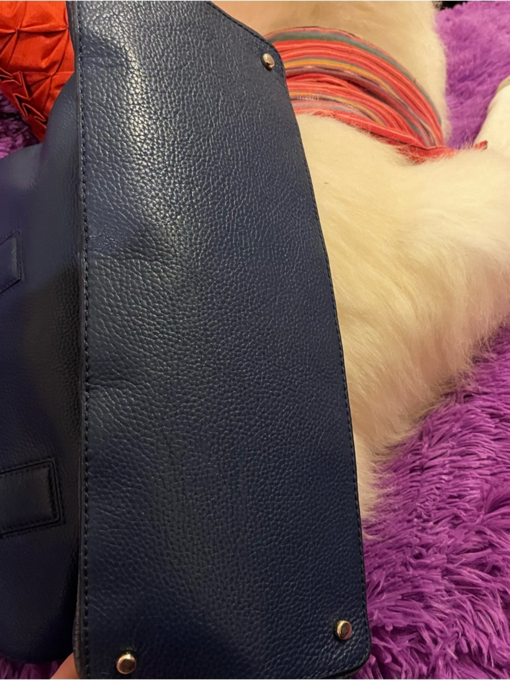 kate spade navy pebbled leather tote with gold logo - Picture 9 of 9